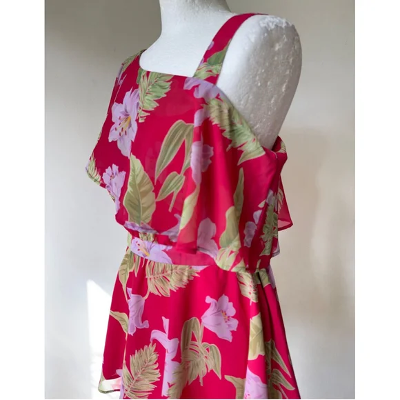 Lovedrobe One Shooulder bePink Floral Blouse Size 14 Chiffon Lined - Picture 3 of 3